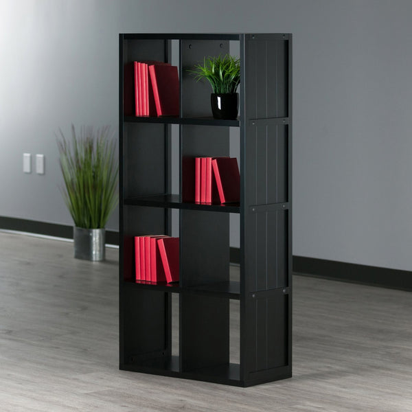 Winsome Wood Timothy 4x2 Modern Storage Cube Shelf - Versatile Black Organizer For Home & Office Decor Black Composite Wood 20053-winsome-wood