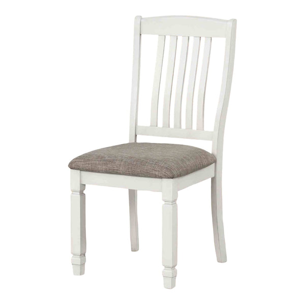 English Elm Farmhouse 2pc Side Chair Slat Back Upholstered Seat Rustic White Dining Set Comfortable Modern Style B2741P406725