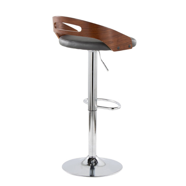 English Elm Adjustable Swivel Barstools Set of Two with Chrome Base Mid-century Kitchen Counter Seating Walnut B202S01966