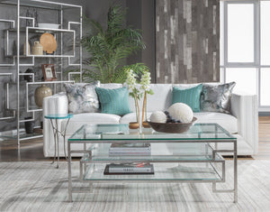 Lexington Artistica Home Suspension Etagere - Elegant Handcrafted Iron Display With Beveled Glass Shelves And Stunning Finish Silver Leaf Wood 2006-991-47