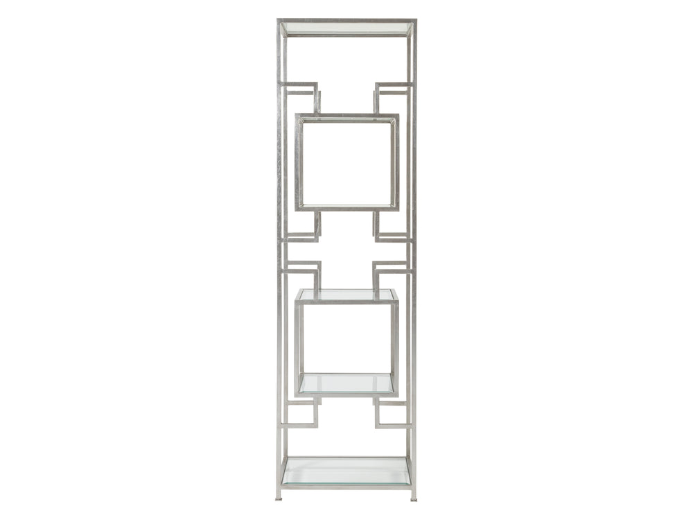 Lexington Artistica Home Suspension Slim Etagere - Handcrafted Iron Display With Beveled Glass Shelves For Elegant Décor Silver Leaf Wood 2006-990-47