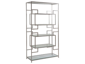 Lexington Artistica Home Suspension Etagere - Elegant Handcrafted Iron Display With Beveled Glass Shelves And Stunning Finish Argento Wood 2006-991-46