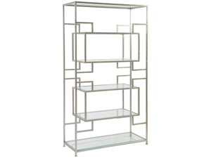 Lexington Artistica Home Suspension Etagere - Elegant Handcrafted Iron Display With Beveled Glass Shelves And Stunning Finish Silver Leaf Wood 2006-991-47