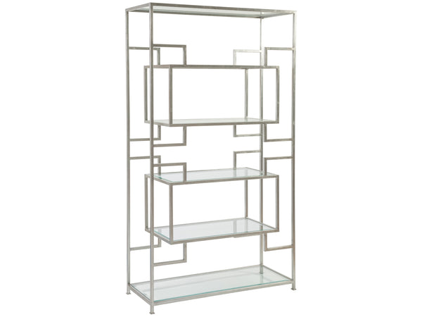 Lexington Artistica Home Suspension Etagere - Elegant Handcrafted Iron Display With Beveled Glass Shelves And Stunning Finish Silver Leaf Wood 2006-991-47