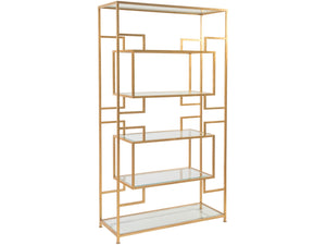 Lexington Artistica Home Suspension Etagere - Elegant Handcrafted Iron Display With Beveled Glass Shelves And Stunning Finish Gold Leaf Wood 2006-991-48