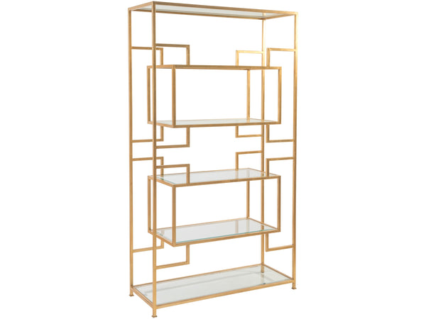 Lexington Artistica Home Suspension Etagere - Elegant Handcrafted Iron Display With Beveled Glass Shelves And Stunning Finish Gold Leaf Wood 2006-991-48