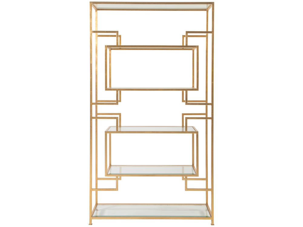 Lexington Artistica Home Suspension Etagere - Elegant Handcrafted Iron Display With Beveled Glass Shelves And Stunning Finish Gold Leaf Wood 2006-991-48