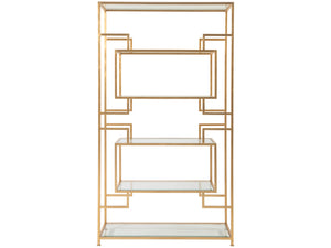Lexington Artistica Home Suspension Etagere - Elegant Handcrafted Iron Display With Beveled Glass Shelves And Stunning Finish Gold Leaf Wood 2006-991-48
