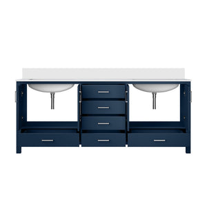 English Elm Navy Solid Wood Double Bathroom Vanity with Cultured Marble Top and Soft Close Storage B2731P259141