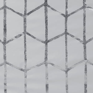 English Elm Total Blackout Metallic Raina Grommet Curtain Panel 50x84, Geometric Silver Print, Energy-Efficient 3-Pass Foamback Privacy Drapes B03596322