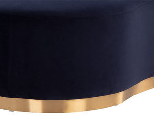 Sunpan Cassey Bench – Contemporary Curved Design with Gold Stainless Steel Base for Stunning Home Appeal Meg Indigo