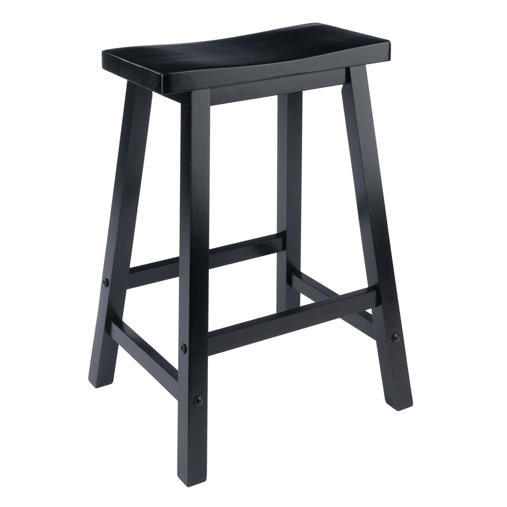 Winsome Wood Satori Saddle Seat Counter Stool - Stylish Black Wood Design, Comfort & Stability For Your Space Black Solid Wood 20084-winsome-wood