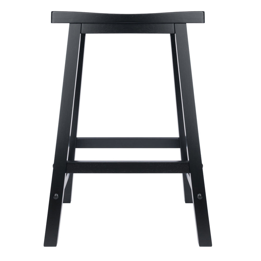 Winsome Wood Satori Saddle Seat Counter Stool - Stylish Black Wood Design, Comfort & Stability For Your Space Black Solid Wood 20084-winsome-wood