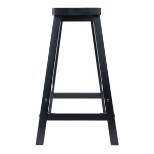 Winsome Wood Satori Saddle Seat Counter Stool - Stylish Black Wood Design, Comfort & Stability For Your Space Black Solid Wood 20084-winsome-wood