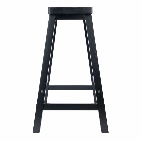 Winsome Wood Satori Saddle Seat Counter Stool - Stylish Black Wood Design, Comfort & Stability For Your Space Black Solid Wood 20084-winsome-wood