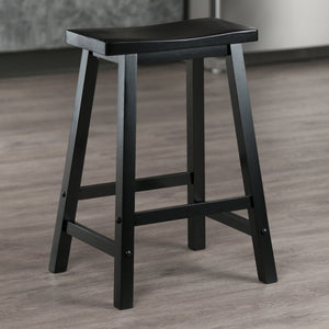 Winsome Wood Satori Saddle Seat Counter Stool - Stylish Black Wood Design, Comfort & Stability For Your Space Black Solid Wood 20084-winsome-wood