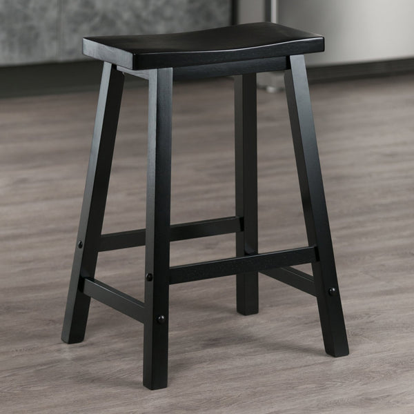 Winsome Wood Satori Saddle Seat Counter Stool - Stylish Black Wood Design, Comfort & Stability For Your Space Black Solid Wood 20084-winsome-wood