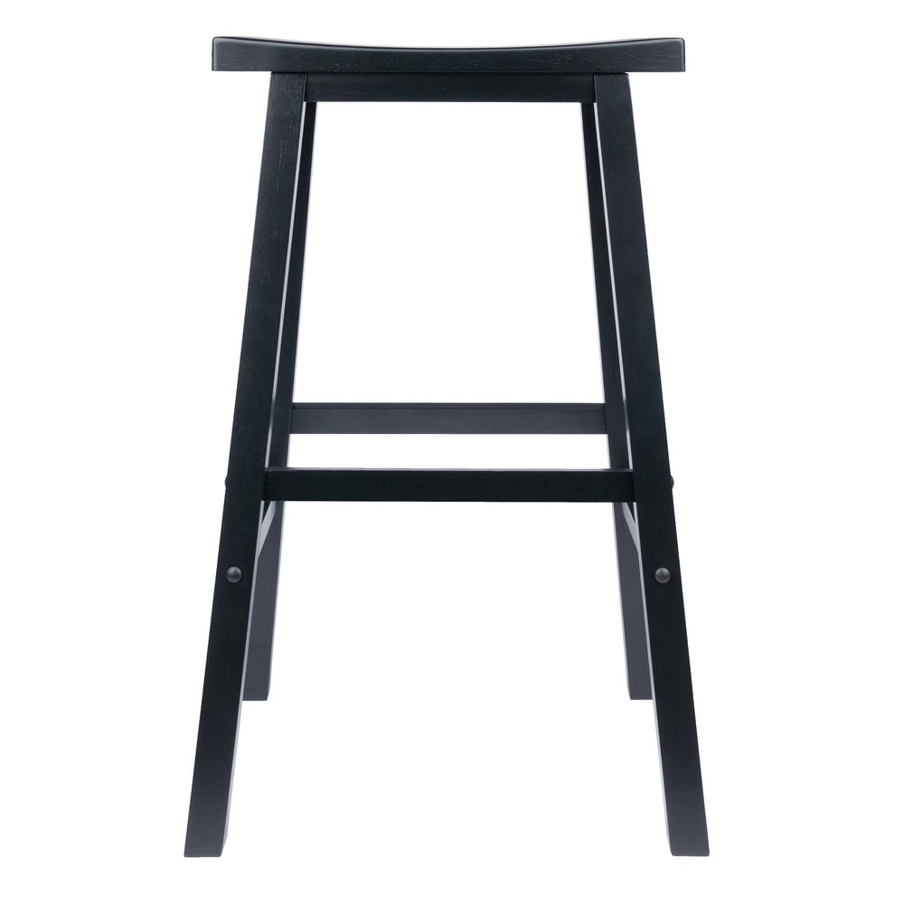 Winsome Wood Satori Saddle Seat Bar Stool - Stylish Black Wood Design For Modern & Traditional Spaces, 29” Tall Black Solid Wood 20089-winsome-wood