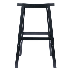 Winsome Wood Satori Saddle Seat Bar Stool - Stylish Black Wood Design For Modern & Traditional Spaces, 29” Tall Black Solid Wood 20089-winsome-wood
