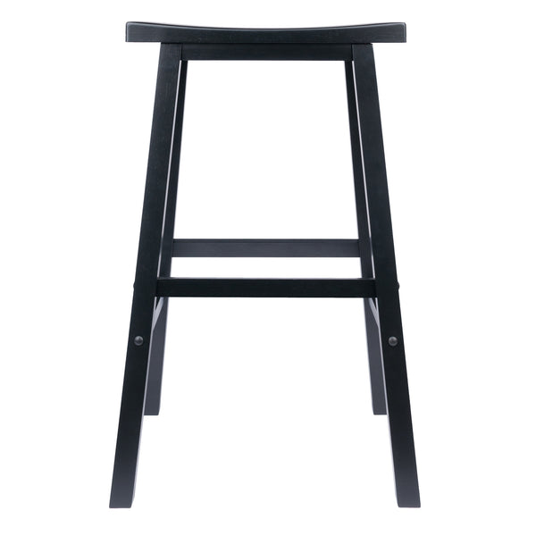 Winsome Wood Satori Saddle Seat Bar Stool - Stylish Black Wood Design For Modern & Traditional Spaces, 29” Tall Black Solid Wood 20089-winsome-wood