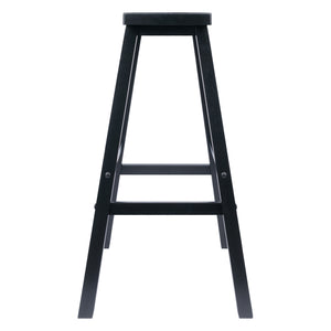 Winsome Wood Satori Saddle Seat Bar Stool - Stylish Black Wood Design For Modern & Traditional Spaces, 29” Tall Black Solid Wood 20089-winsome-wood