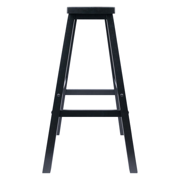Winsome Wood Satori Saddle Seat Bar Stool - Stylish Black Wood Design For Modern & Traditional Spaces, 29” Tall Black Solid Wood 20089-winsome-wood