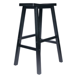 Winsome Wood Satori Saddle Seat Bar Stool - Stylish Black Wood Design For Modern & Traditional Spaces, 29” Tall Black Solid Wood 20089-winsome-wood