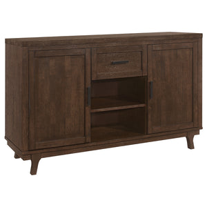 English Elm McCall Brown Oak 2-Door Server with Drawer, Rustic Farmhouse Sideboard 59" Wide, Felt-Lined Top B062P358301
