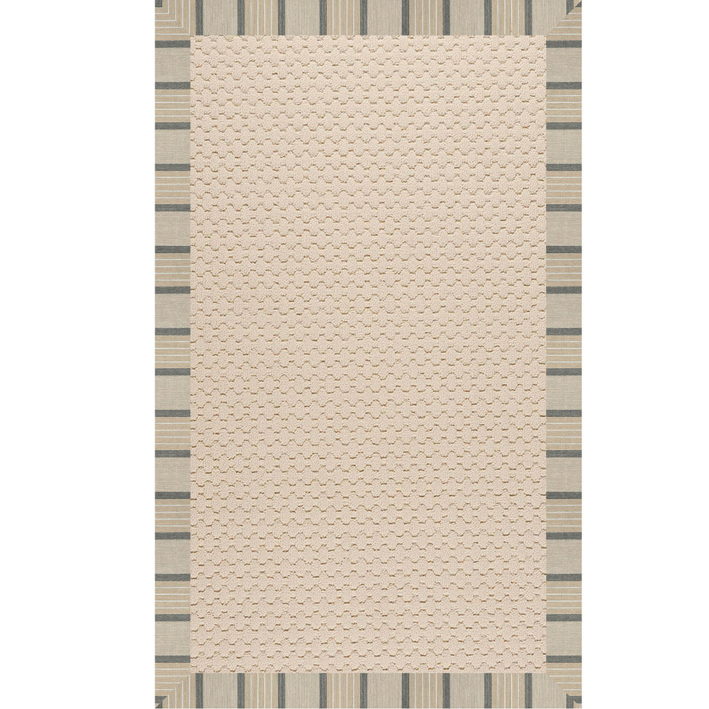 Capel Rugs Creative Concepts-zoe Collection Customizable Indoor Outdoor Rug For Unique Home Décor Canvas Sand, White 100% Olefin Base W,Border 2009gs0709712