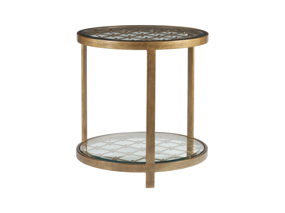Lexington Artistica Home Royere Hand-forged Iron Round End Table With Beveled Glass Top – Antique Copper Finish Elegance Antique Copper Wood 2009-953-43