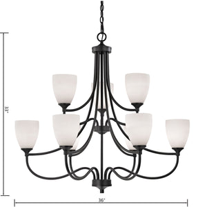 Thomas Lighting Arlington 3 Light Chandelier Oil Rubbed Bronze Curved Arms with Opaque White Shades 36 inches 2009CH/10