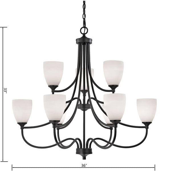 Thomas Lighting Arlington 3 Light Chandelier Oil Rubbed Bronze Curved Arms with Opaque White Shades 36 inches 2009CH/10
