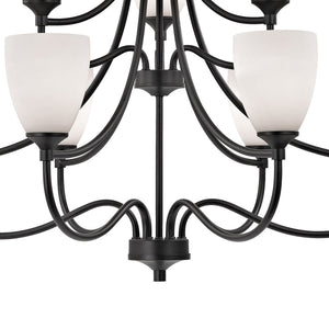 Thomas Lighting Arlington 3 Light Chandelier Oil Rubbed Bronze Curved Arms with Opaque White Shades 36 inches 2009CH/10