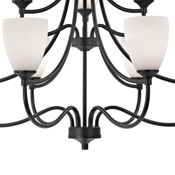 Thomas Lighting Arlington 3 Light Chandelier Oil Rubbed Bronze Curved Arms with Opaque White Shades 36 inches 2009CH/10