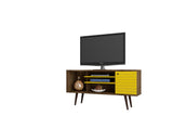 Manhattan Comfort Liberty Mid-Century Modern TV Stand Rustic Brown and Yellow 200AMC94