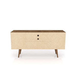 Manhattan Comfort Liberty Mid-Century Modern TV Stand Rustic Brown and 3D Brown Prints 200AMC97