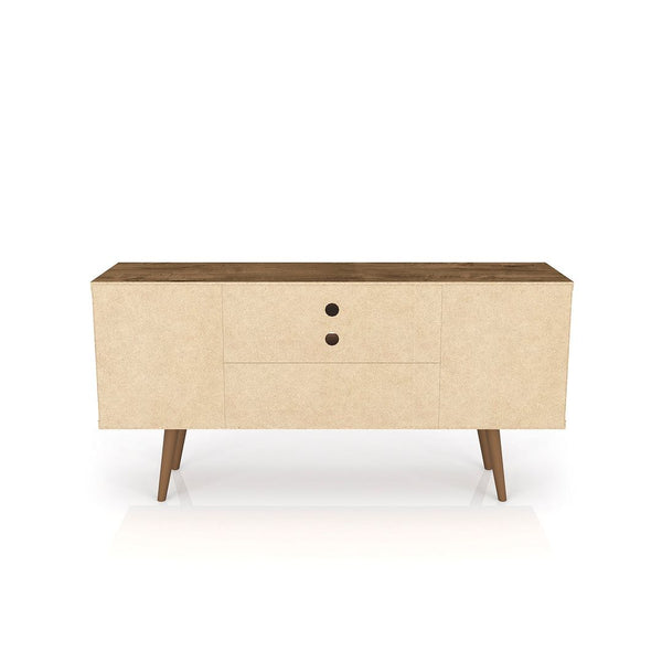 Manhattan Comfort Liberty Mid-Century Modern TV Stand Rustic Brown and 3D Brown Prints 200AMC97