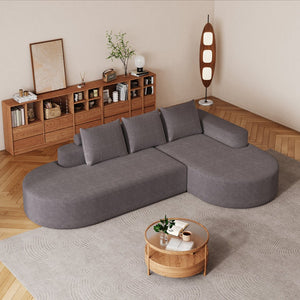 English Elm Modern Curved Sectional Sofa - Soft Chenille Upholstery, Modular Design, 3 Pillows & Easy Setup W834S00452