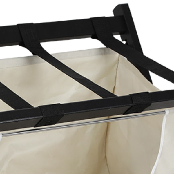 English Elm Hofitlead Rubberwood Folding Luggage Rack with Two Tier Shelf for Guest Rooms D45284654