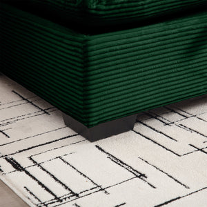 English Elm Corduroy Sectional Sofa - L-Shaped Couch With Storage Footstool & 3 Pillows, Stylish Comfort For Any Room W714S00671