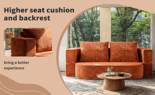 English Elm 78.7" Convertible Corduroy Futon Sofa High Density Foam Sleeper Bed for Guests W3108P416090