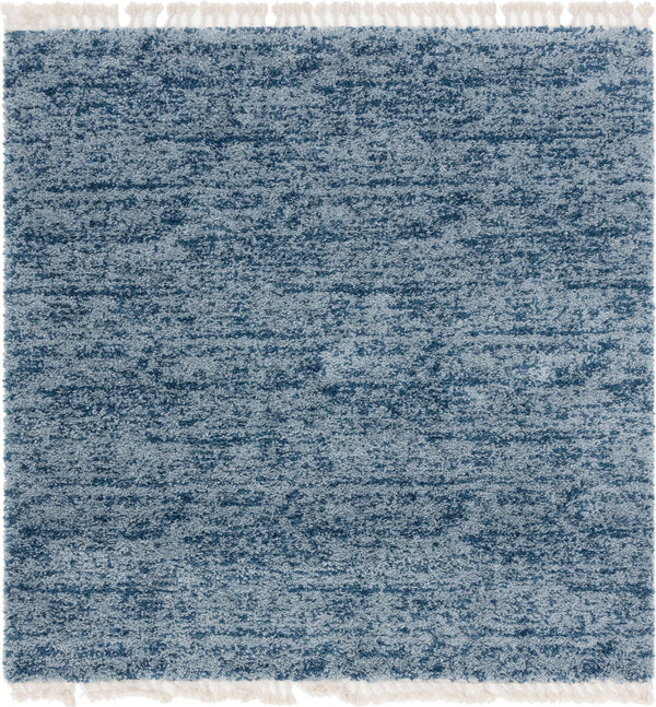 Unique Loom Hygge Shag Misty Machine Made Abstract Rug Blue, Light Blue 8' 0" x 8' 0"