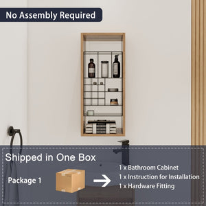 English Elm 12'' 12 Inch Wall Mounted Mirrored Bathroom Cabinet Plywood Build with Removable Organizer Insert W999P470290