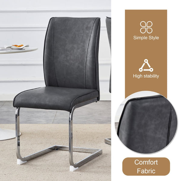 English Elm Table And Chair Set - Hourglass-Shaped 31.9" Round Table With 2 Stylish Dark Gray Pu Chairs For Dining W1151S03536-GIGA