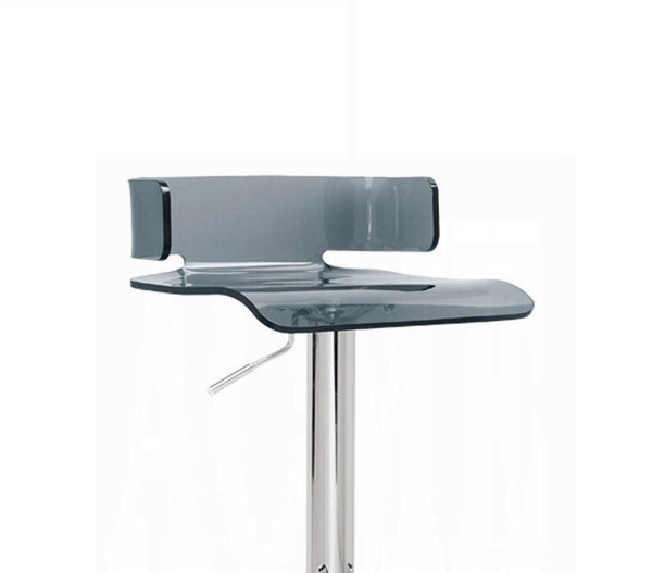 English Elm Adjustable Acrylic Swivel Bar Stool with Small Back and Gas Lift Height Control for Modern Kitchens Chrome,Gray 18 L x 18.5 W x 10 H B2741P326639