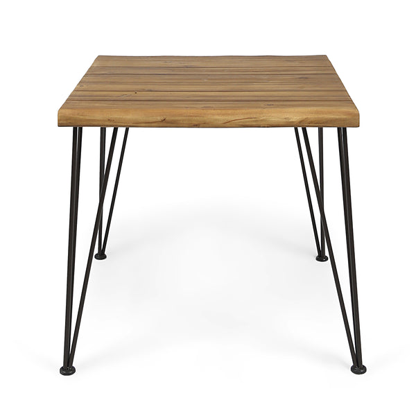 English Elm Christopher Knight Home® - ZION Teak Outdoor Acacia Wood Table with Powder-Coated Hairpin Legs, Slat Top, Weather-Resistant Finish 62982.00