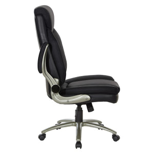 OSP Home Furnishings Big and Tall Ergonomic Office Chair with Lumbar Support Leather Seat 400 Lb Capacity Black ECH14517BT-EC3
