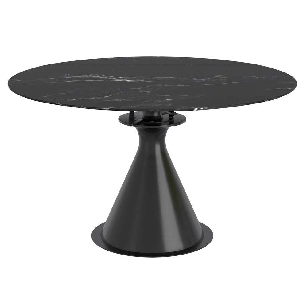 Worldwide Home Furnishings Calisto-extension Dining Table – Transformative Design With Durable Sintered Stone & Marble Finish Black,Black Sintered Stone,Metal 201-110bk