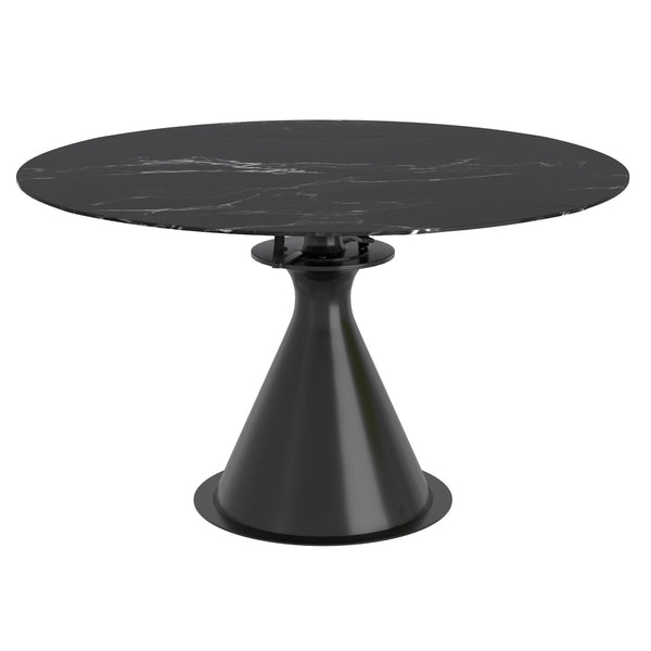 Worldwide Home Furnishings Calisto-extension Dining Table – Transformative Design With Durable Sintered Stone & Marble Finish Black,Black Sintered Stone,Metal 201-110bk