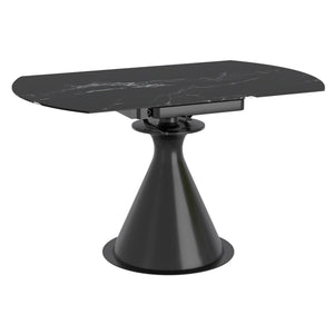 Worldwide Home Furnishings Calisto-extension Dining Table – Transformative Design With Durable Sintered Stone & Marble Finish Black,Black Sintered Stone,Metal 201-110bk